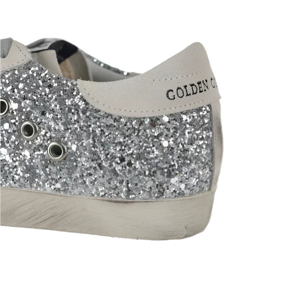 Golden Goose Ball-Star Suede Star Grey Heel Tab Glitter Base