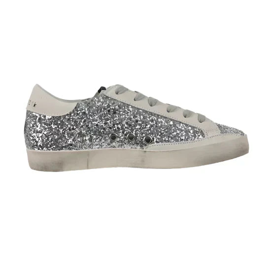 Golden Goose Ball-Star Suede Star Grey Heel Tab Glitter Base