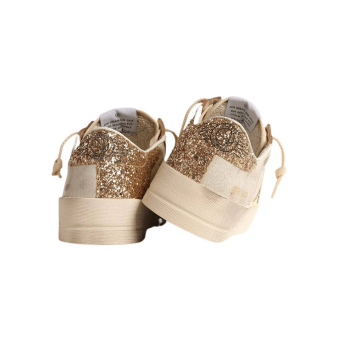 Golden Goose Stardan in ecru nappa leather with gold glitter star and heel tab(Women's)