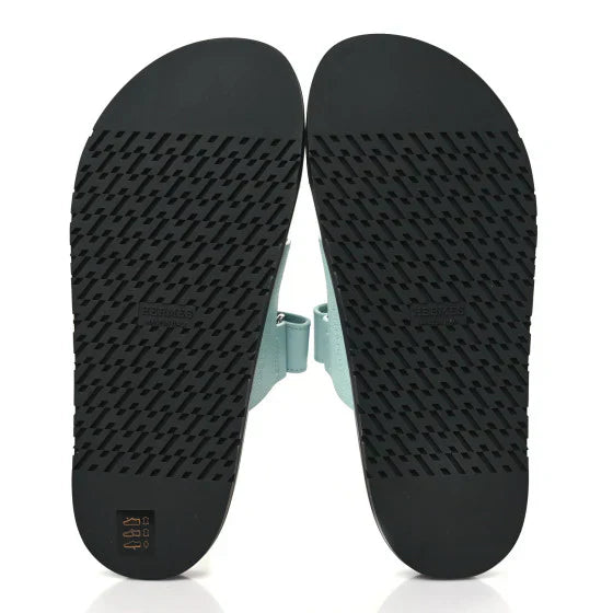 Hermes Epsom Womens Chypre Sandals 39 Bleu Cristaux