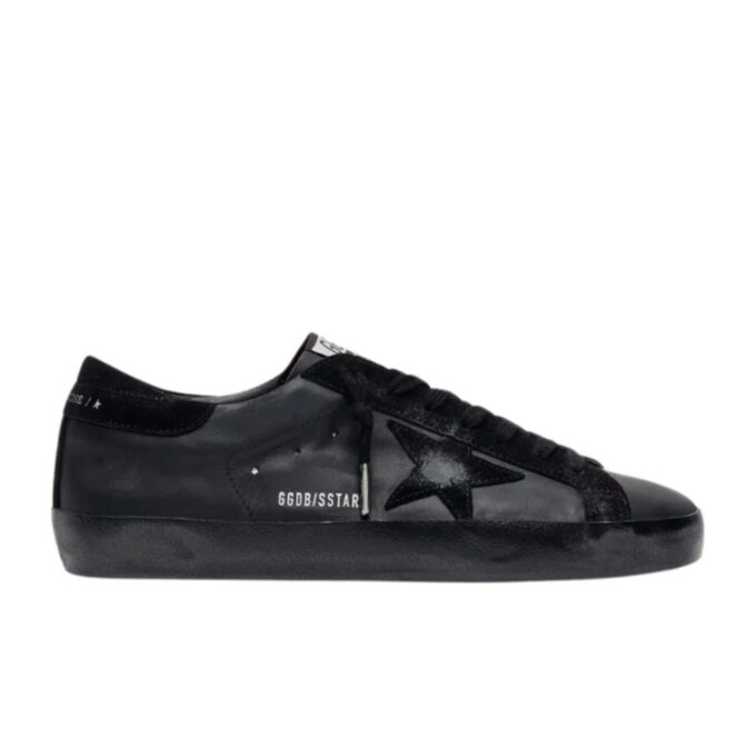 Golden Goose Men's Super-Star in black nappa with black suede star and heel tab