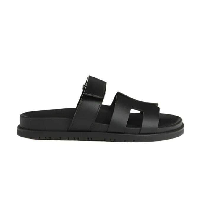 Hermès Chypre leather sandal black