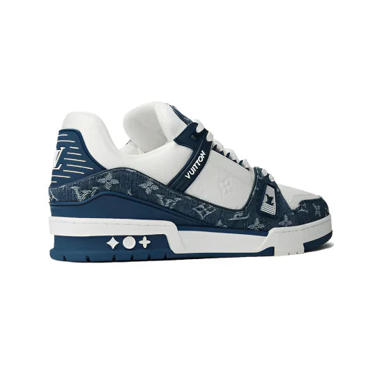 Louis Vuitton LV Trainer Monogram Denim White Blue - Image 3