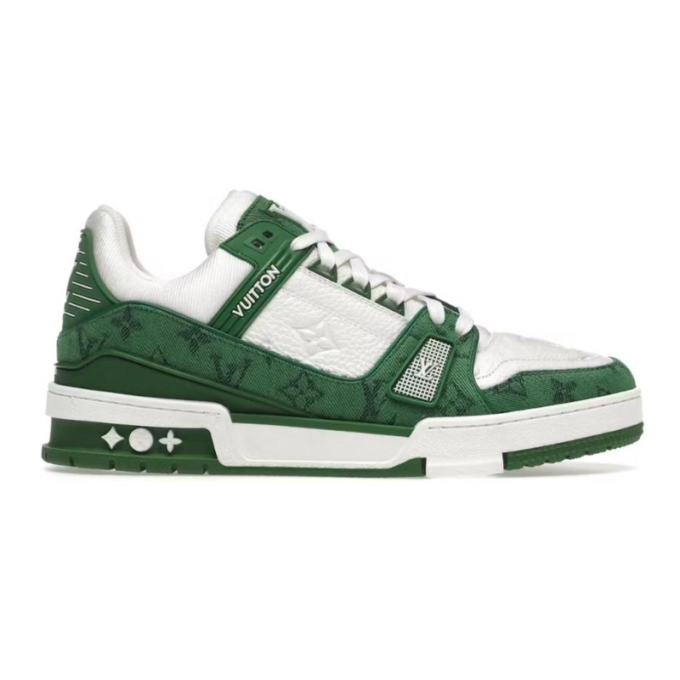 Louis Vuitton Trainer Green Monogram Denim White