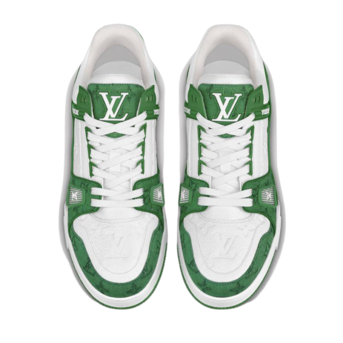 Louis Vuitton Trainer Green Monogram Denim White