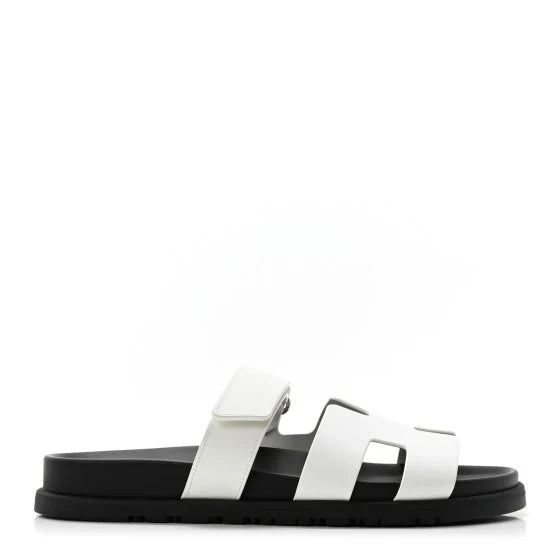 Hermes Calfskin Womens Chypre Sandals White