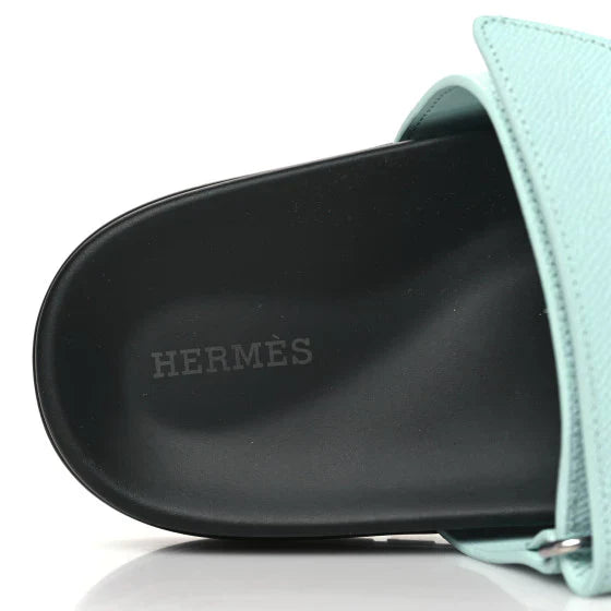 Hermes Epsom Womens Chypre Sandals 39 Bleu Cristaux